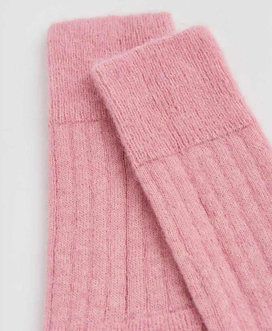 Weiche Alpaka Socken - Gerippt - Rosa