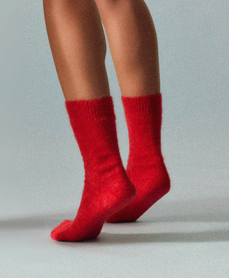 Weiche Alpaka Socken - Rot