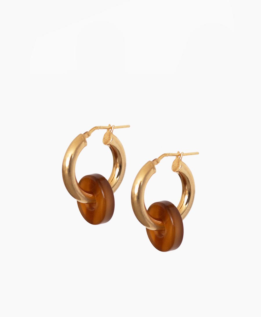 Runde Anhänger für Creolen aus Acetat - Caramel - Clomes - clomes