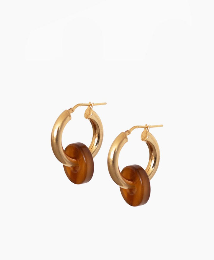 Runde Anhänger für Creolen aus Acetat - Caramel - Clomes - clomes