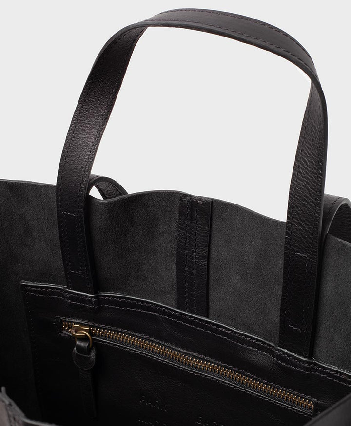 Schultertasche / Tragetasche Tote Bag aus schwarzem Leder - PARK - clomes