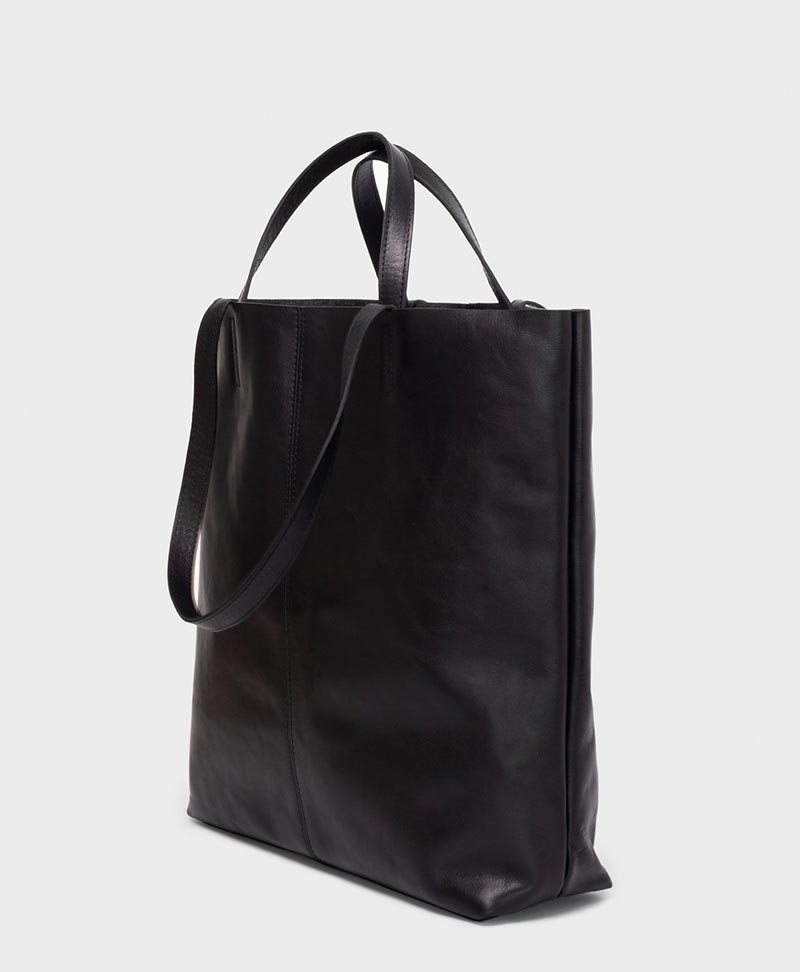 Schultertasche / Tragetasche Tote Bag aus schwarzem Leder - PARK - clomes