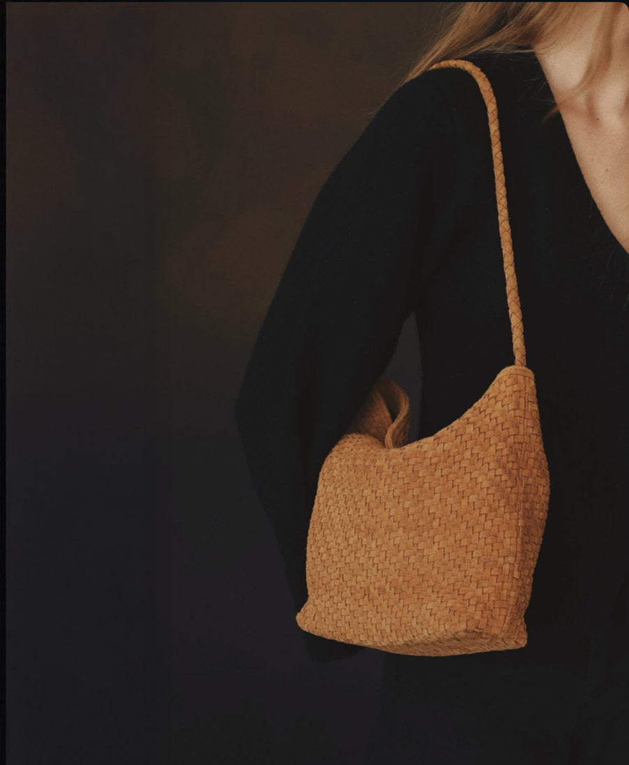 Gewebte Ledertasche "SERENA" Suede - Copper