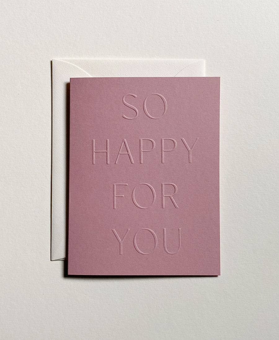 Geprägte Karte mit Couvert "SO HAPPY FOR YOU" - Lila