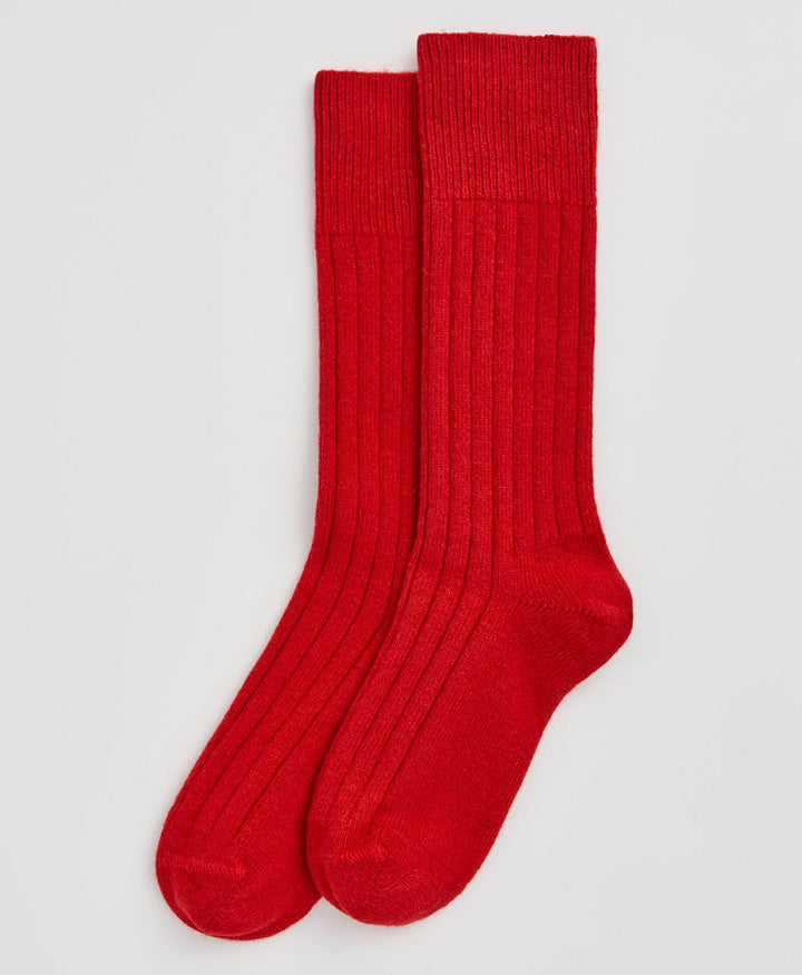 Merino Socken - Gerippt - Rot