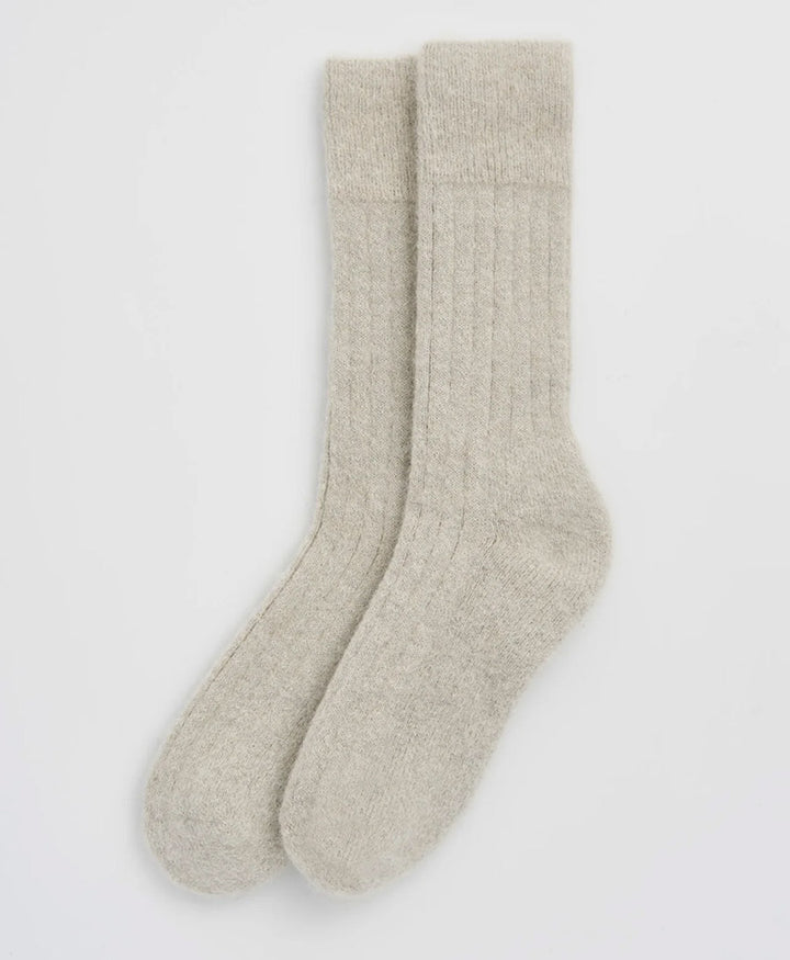 Weiche Alpaka Socken - Gerippt - Hellgrau
