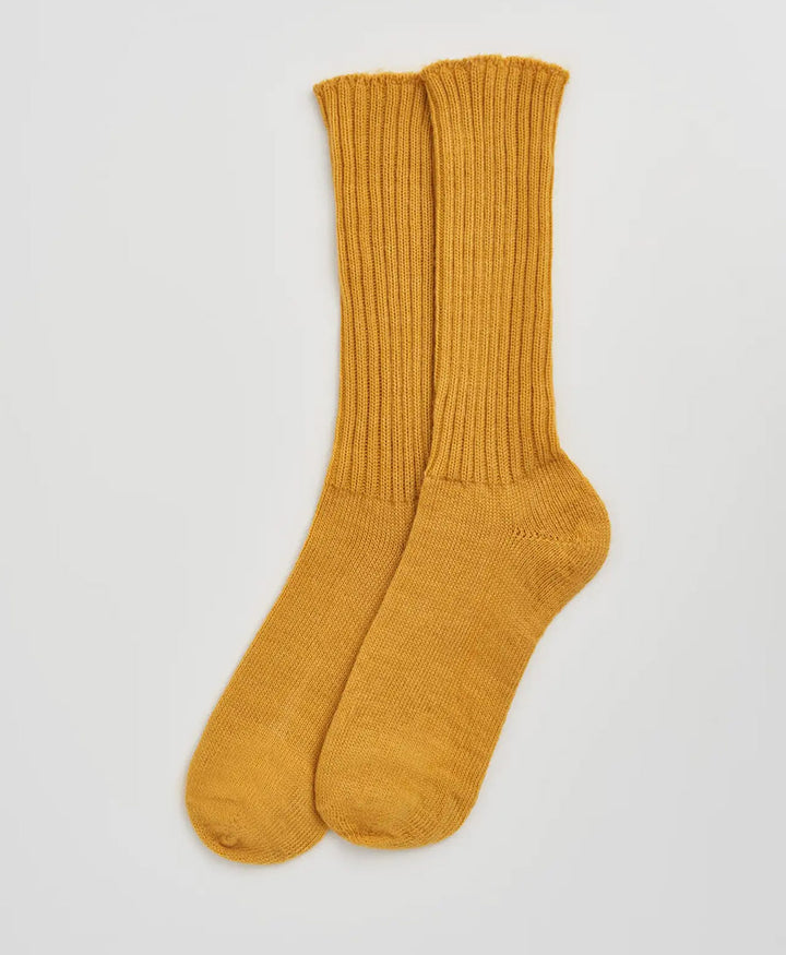 Mohair Socken - Gerippt - Goldgelb