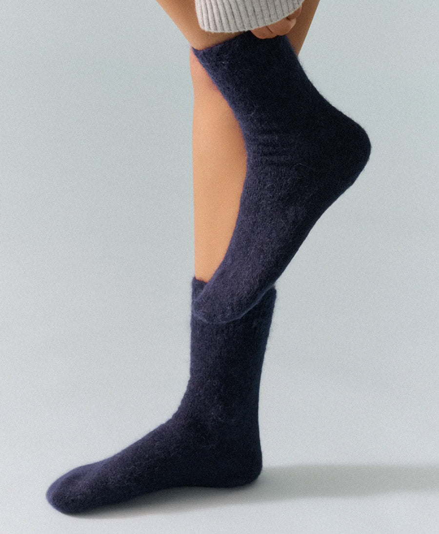 Weiche Alpaka Socken - Tintenblau