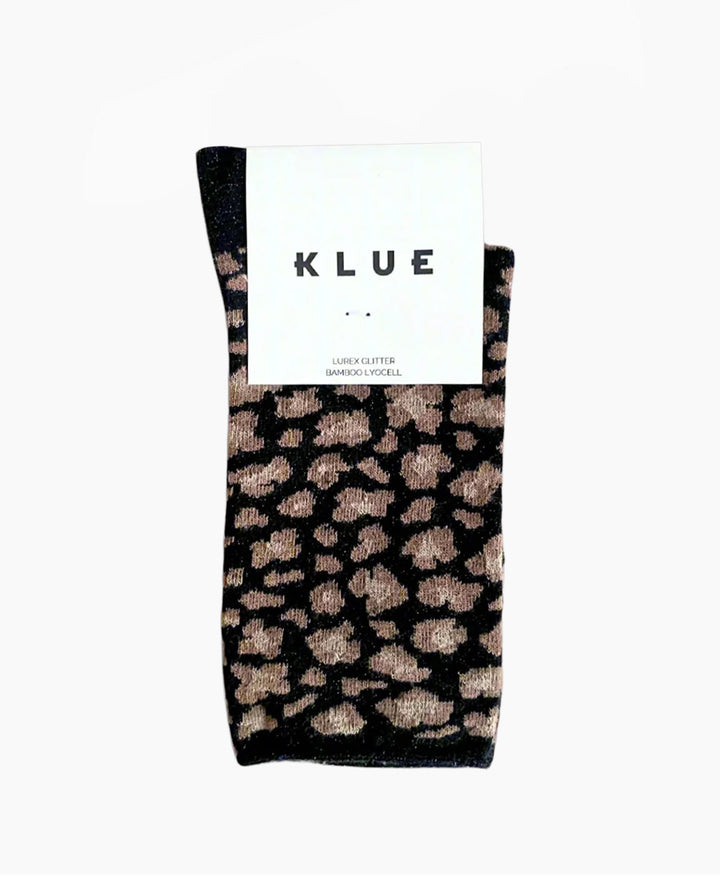 Glitzer Socken Lyocell - Leopard Schwarz