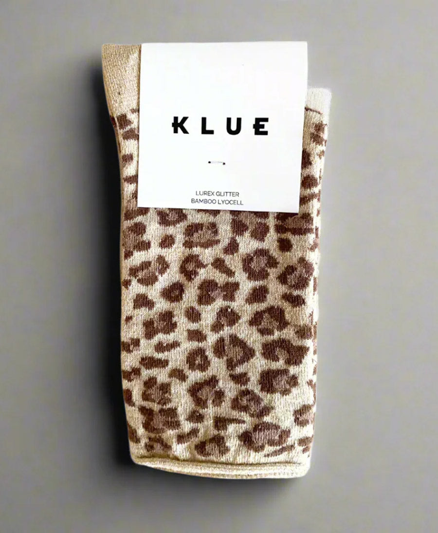 Glitzer Socken Lyocell - Leopard Beige