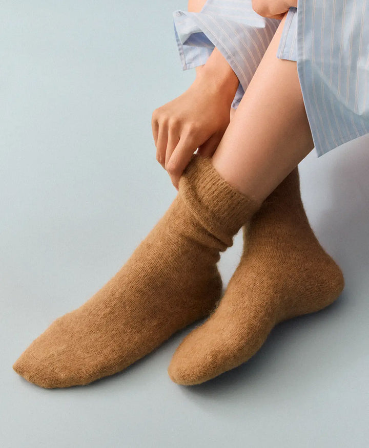 Weiche Alpaka Socken - Plain - Biscuit