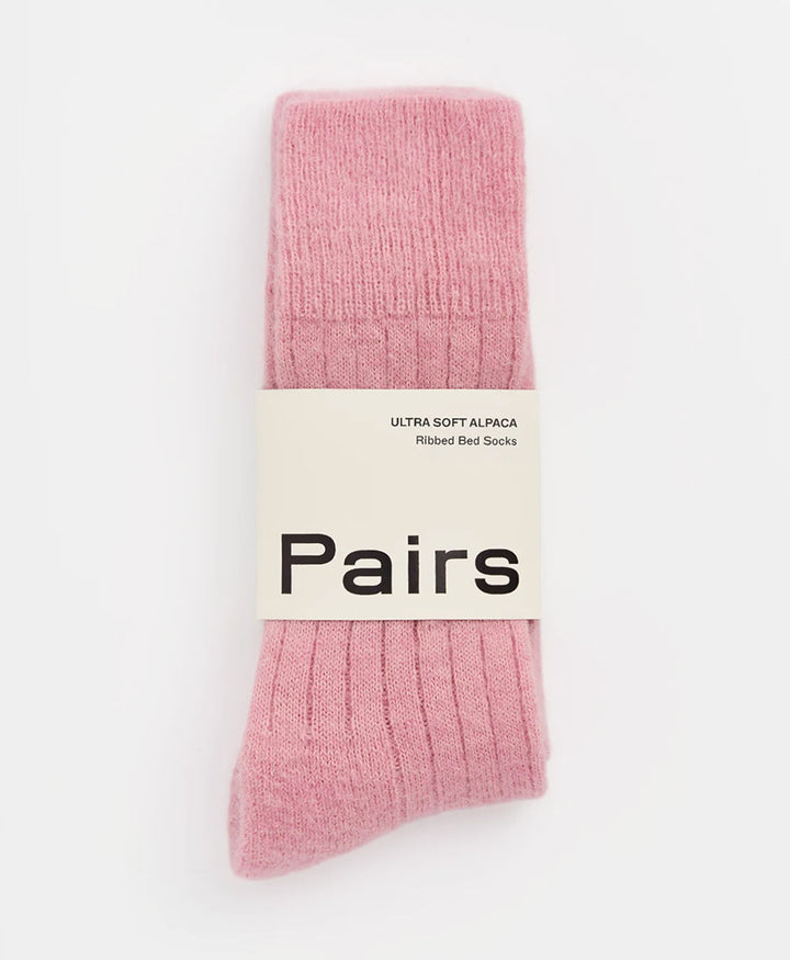 Weiche Alpaka Socken - Gerippt - Rosa