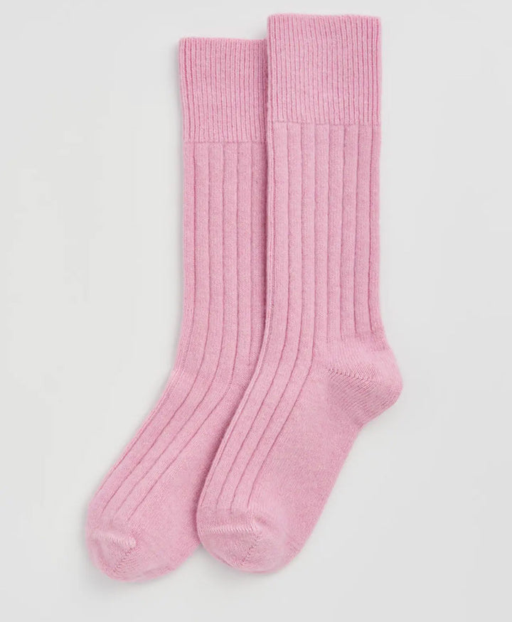 Merino Socken - Gerippt - Rosa