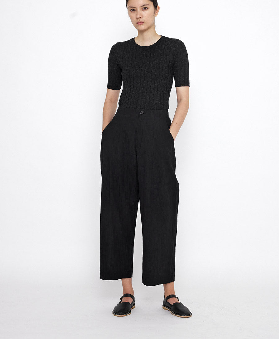 Stoffhose Signature Pleated Trouser - Baumwolle - Schwarz (texturiert)