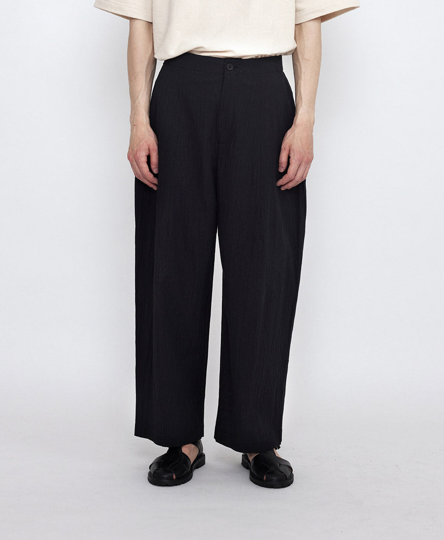 Stoffhose Signature Pleated Trouser - Baumwolle - Schwarz (texturiert)