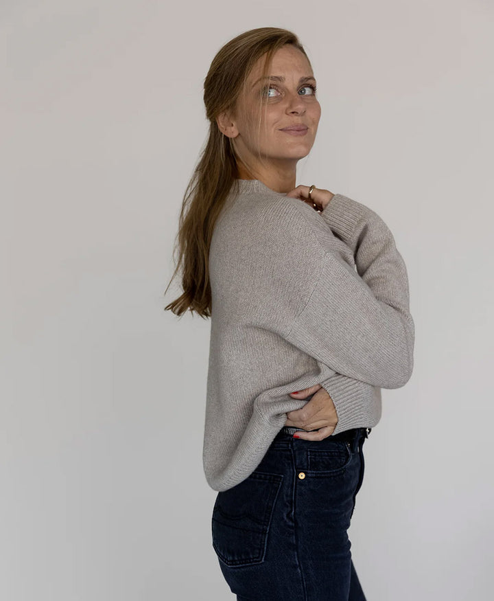 Strickpullover - Crewneck Sweater - Kaschmir/Seide - Greige