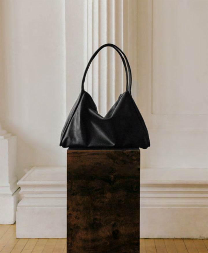 Grosse Schultertasche SOL - Leder, Schwarz