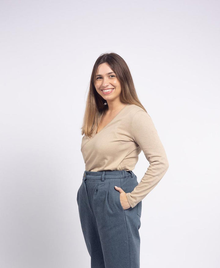 Top aus Baumwolle / Burgau Blouse - Beige - Näz - clomes