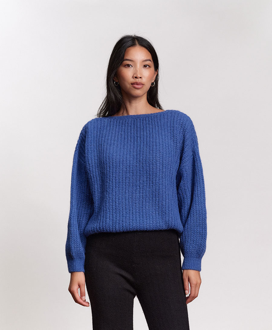 Leichter Strick-Wickelcardigan VEGA - Cobalt
