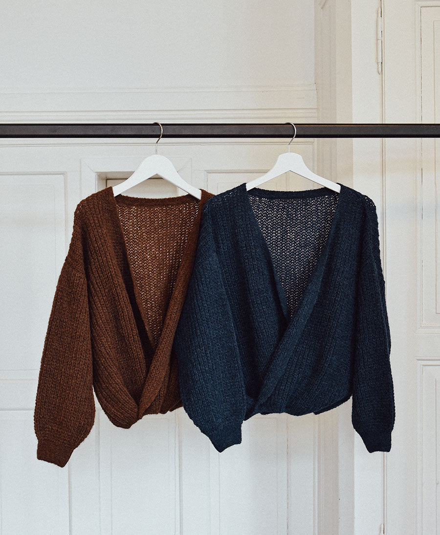 Leichter Strick-Wickelcardigan VEGA - Navy