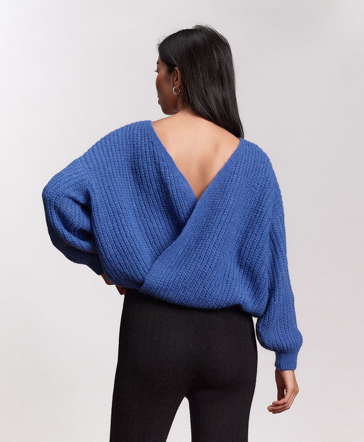 Leichter Strick-Wickelcardigan VEGA - Cobalt