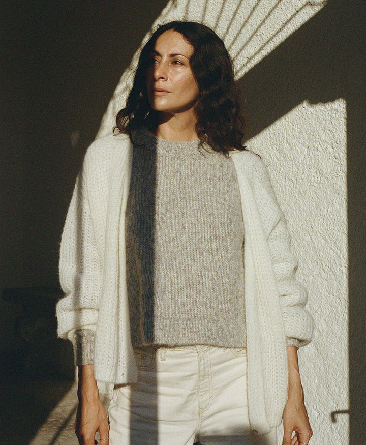 Leichter Strick-Wickelcardigan VEGA - Ivory