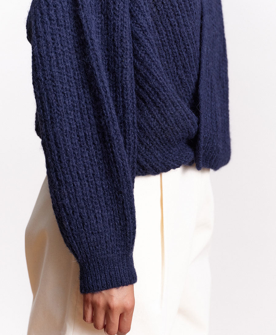Leichter Strick-Wickelcardigan VEGA - Navy