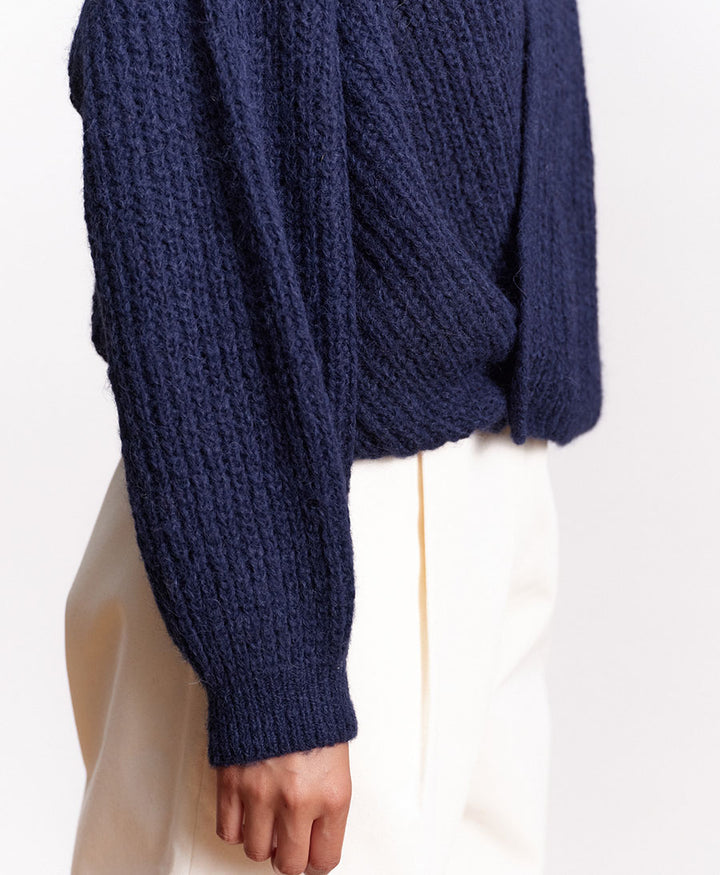 Leichter Strick-Wickelcardigan VEGA - Navy