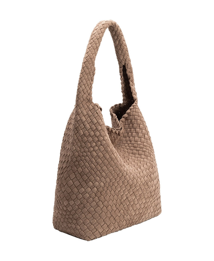 Gewebte Schultertasche JOHANNA aus veganem Leder - Clay Suede