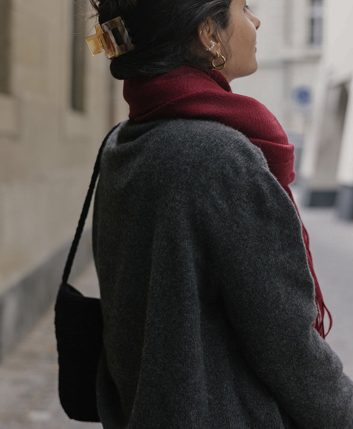 Gewebte Ledertasche "SERENA" Suede - Schwarz