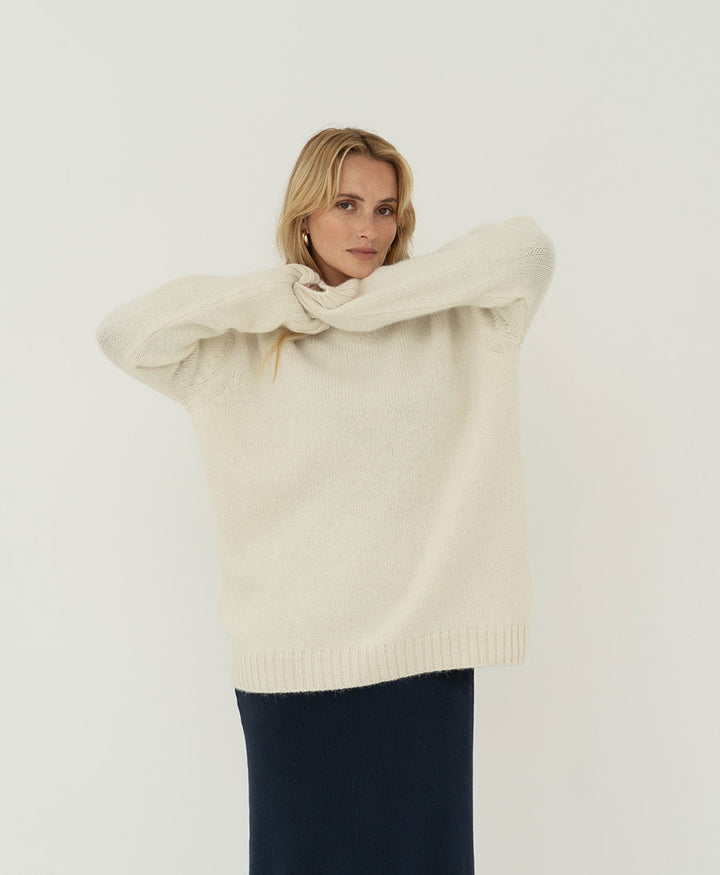 Langer Strickpullover Claudia - Ivory
