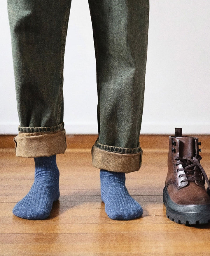 Socken Seide &amp; Wolle - Blau