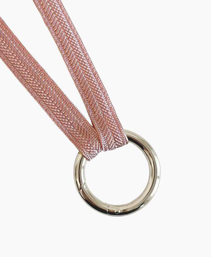 Kurzes Schlüsselband "Zahra Mini" mit silbrigem Karabiner - Rose