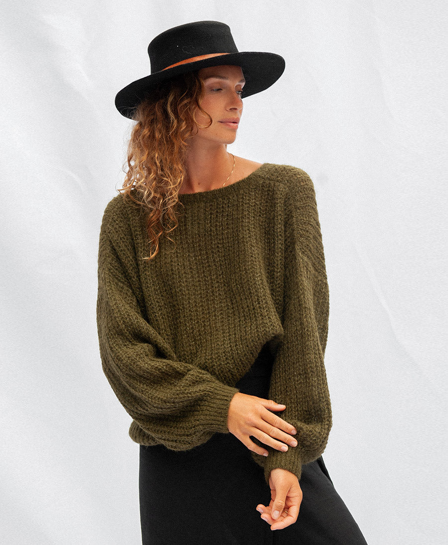 Leichter Strick-Wickelcardigan VEGA - Olive