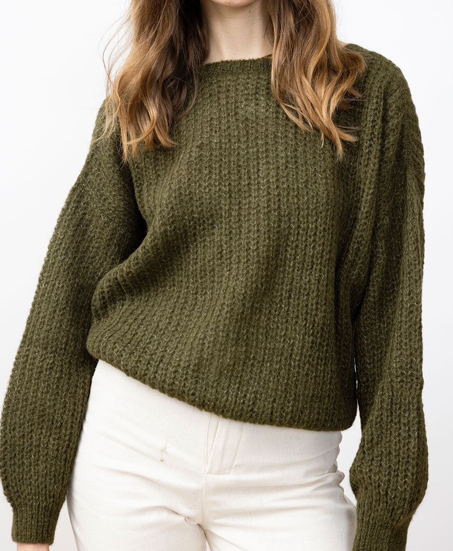 Leichter Strick-Wickelcardigan VEGA - Olive