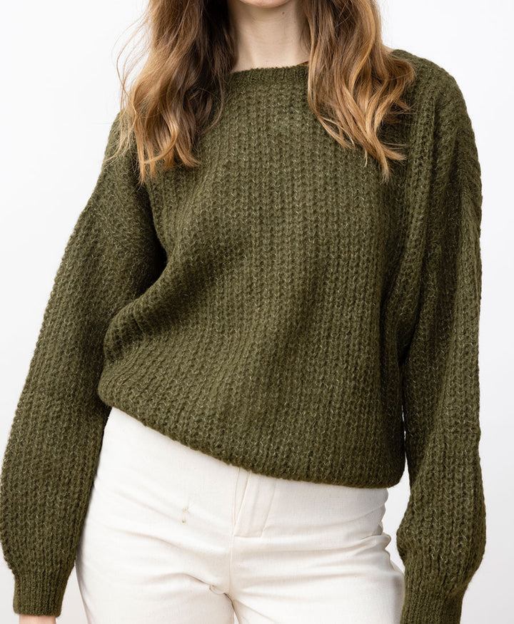 Leichter Strick-Wickelcardigan VEGA - Olive